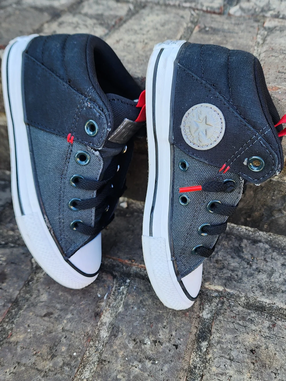 Converse Kids Black and Gray High-Top Canvas Sneakers